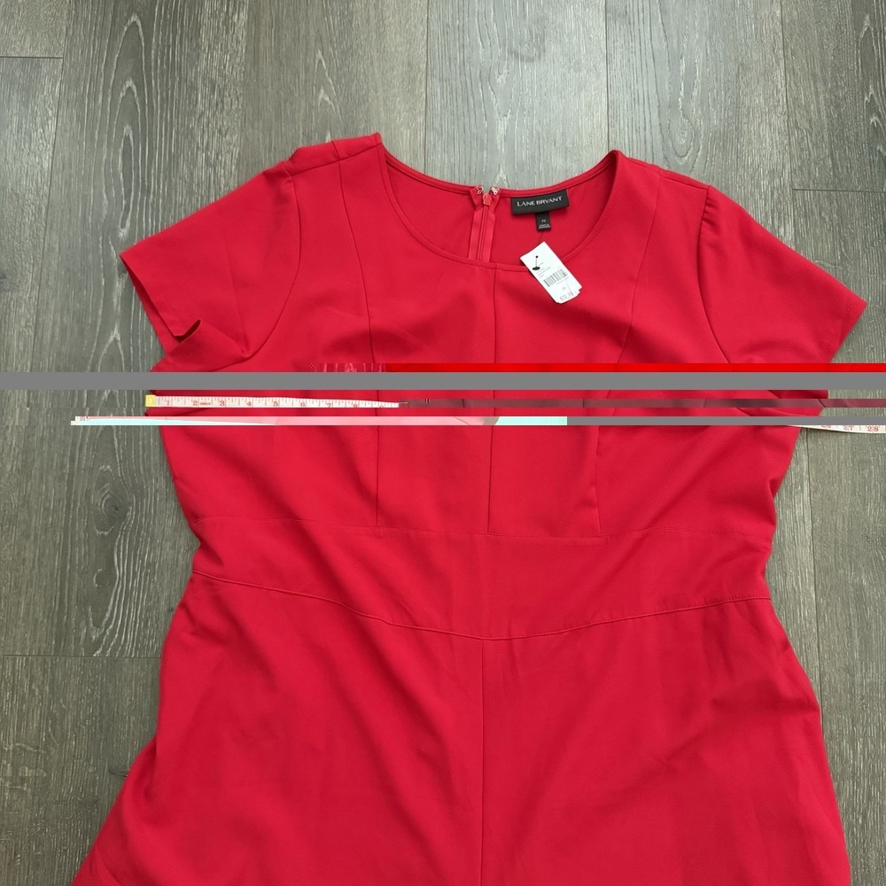 Lane Bryant NWT Red Wide Leg Belted Jumpsuit Sz 22  Evening Office Wedding Party - Picture 3 of 10